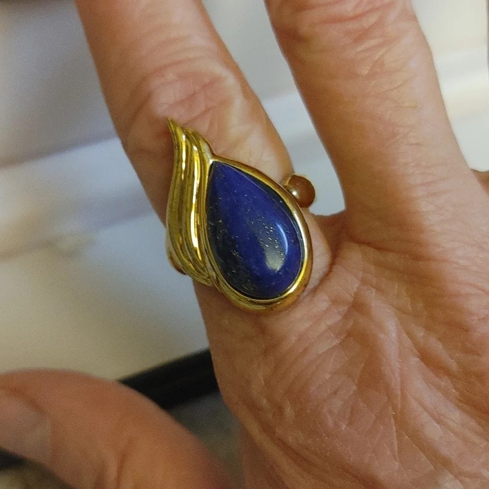 Lapis Lazuli 925 Gold Vermeil BBJ Size 8.25